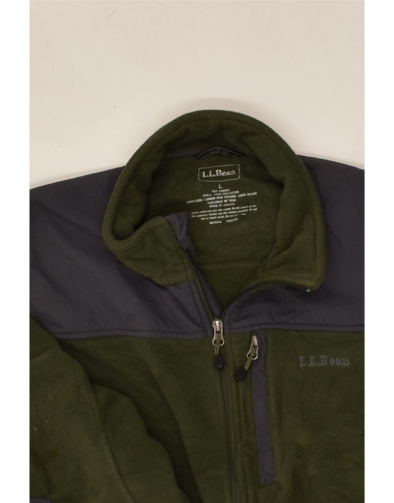 L.L.BEAN Mens Fleece Jacket UK 40 Large Green Colourblock Polyester | Vintage L.L.Bean | Thrift | Second-Hand L.L.Bean | Used Clothing | Messina Hembry 