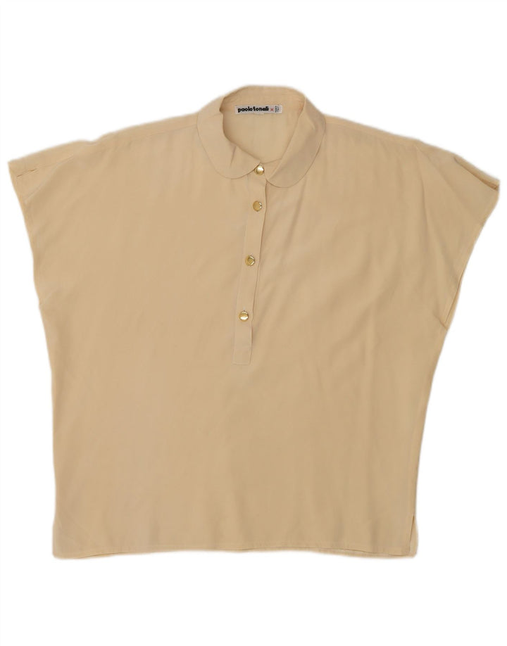 Paolo Tonali Womens Oversized Blouse Top UK 10 Small Beige