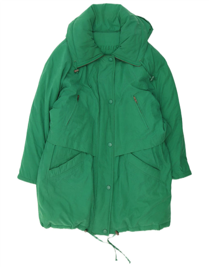 VINTAGE Womens Oversized Padded Coat EU 42 Large Green Polyester