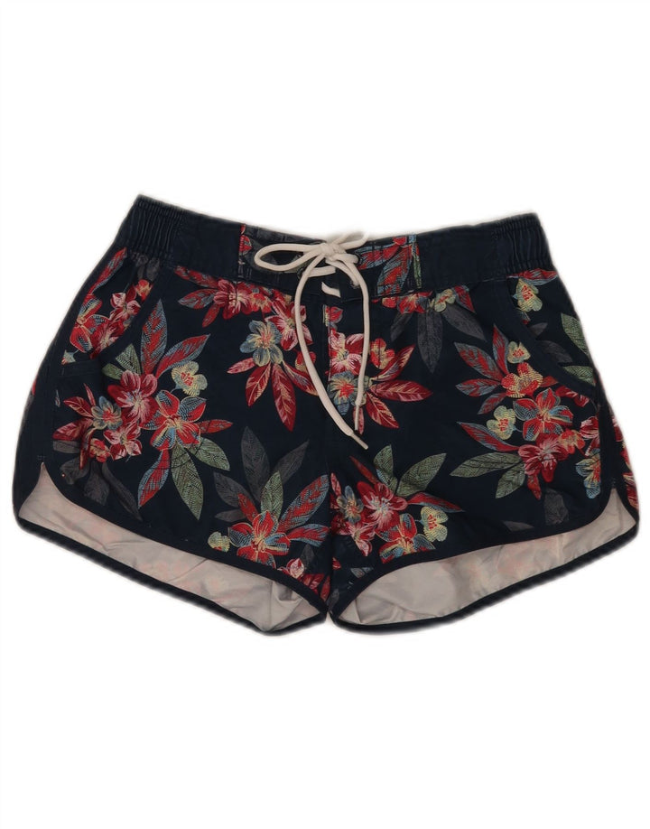Fat Face Womens Swimming Shorts UK 8 Small Navy Blue Floral Polyester