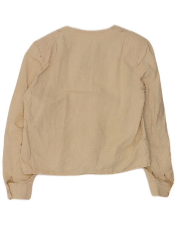 Vintage Womens Bomber Jacket IT 44 Medium Beige Linen