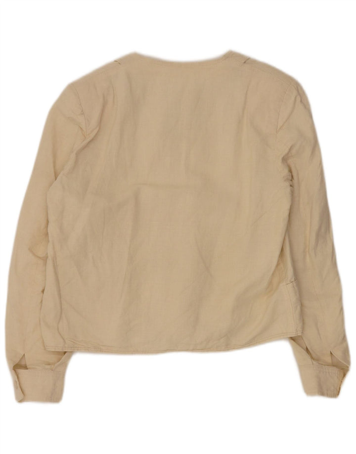 Vintage Womens Bomber Jacket IT 44 Medium Beige Linen