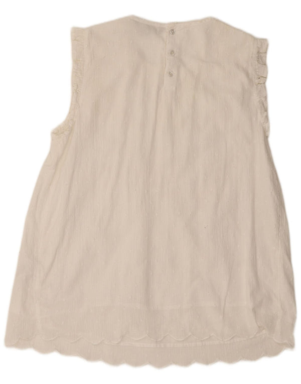 Crew Clothing Womens Sleeveless Blouse Top UK 12 Medium White Cotton