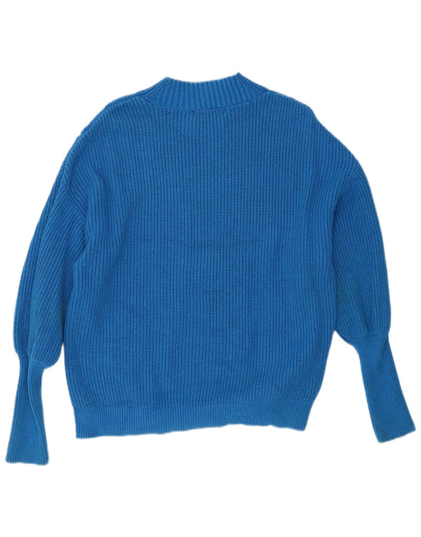 Marks & Spencer Womens Turtle Neck Jumper Sweater UK 16 Large Blue Viscose