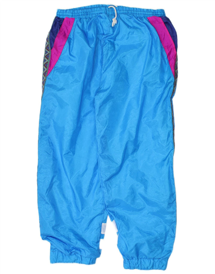 Vintage Mens Tracksuit Trousers Joggers Medium  Blue Colourblock Polyamide