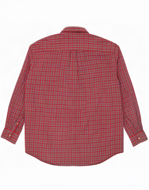 Nautica Mens Flannel Shirt Large Red Check Cotton