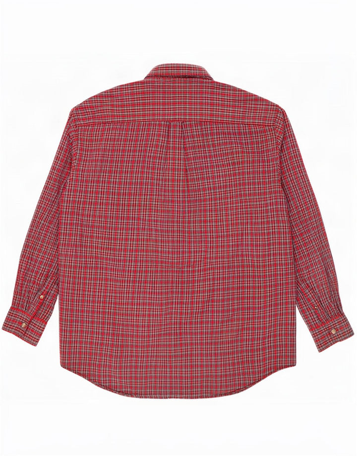 Nautica Mens Flannel Shirt Large Red Check Cotton