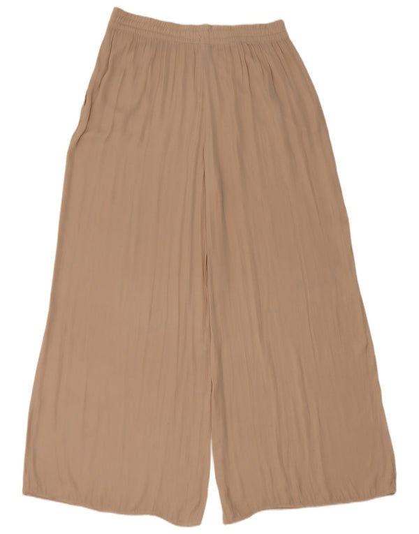 Zara Womens High Waist Wide Leg Casual Trousers XL W32 L30 Beige