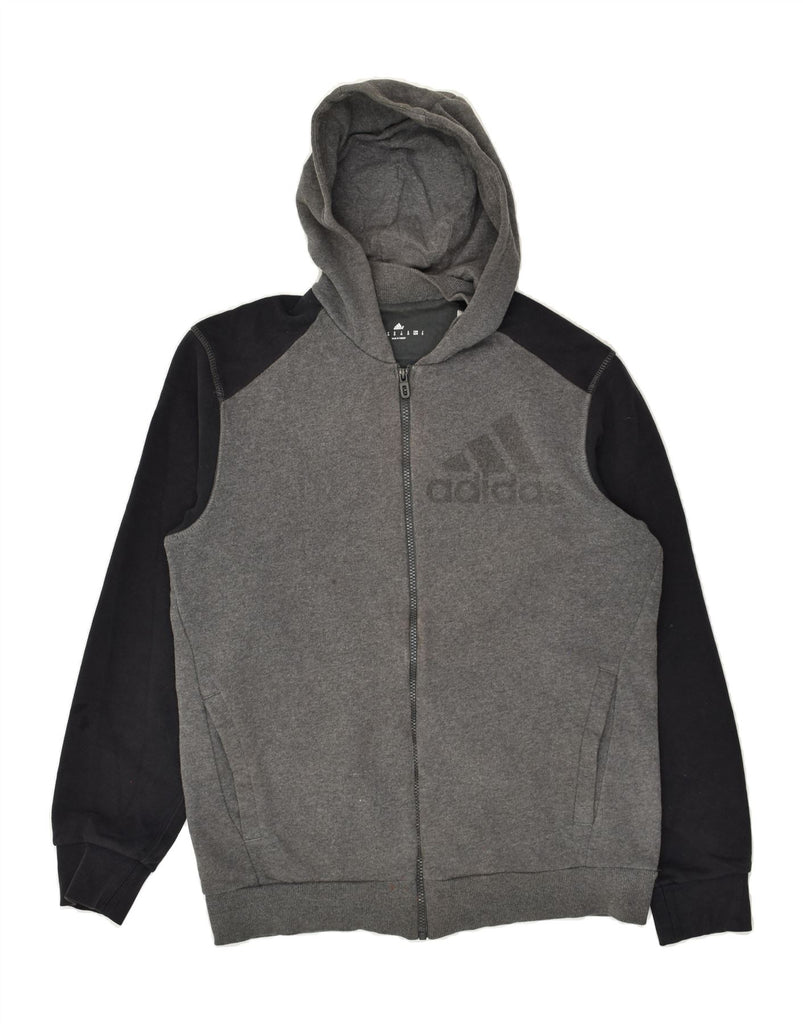 ADIDAS Mens Zip Hoodie Sweater Medium Grey Colourblock Cotton | Vintage Adidas | Thrift | Second-Hand Adidas | Used Clothing | Messina Hembry 