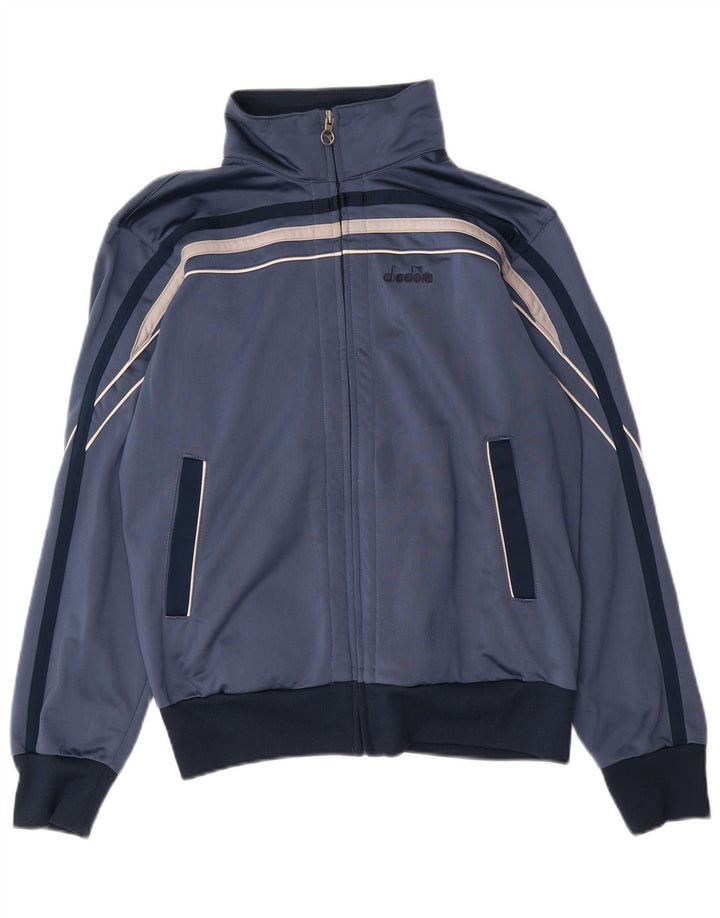 Diadora Mens Tracksuit Top Jacket UK 36 Small Blue Colourblock Polyester
