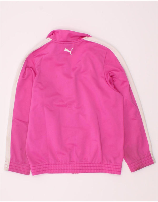 Puma Girls Graphic Tracksuit Top Jacket 3-4 Years Pink Colourblock