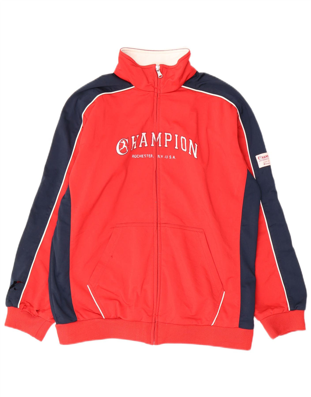 CHAMPION Boys Graphic Tracksuit Top Jacket 13-14 Years XL  Red Colourblock