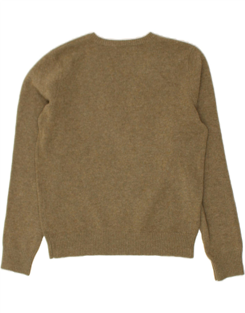 RALPH LAUREN Womens V-Neck Jumper Sweater UK 16 Large Khaki Wool | Vintage Ralph Lauren | Thrift | Second-Hand Ralph Lauren | Used Clothing | Messina Hembry 