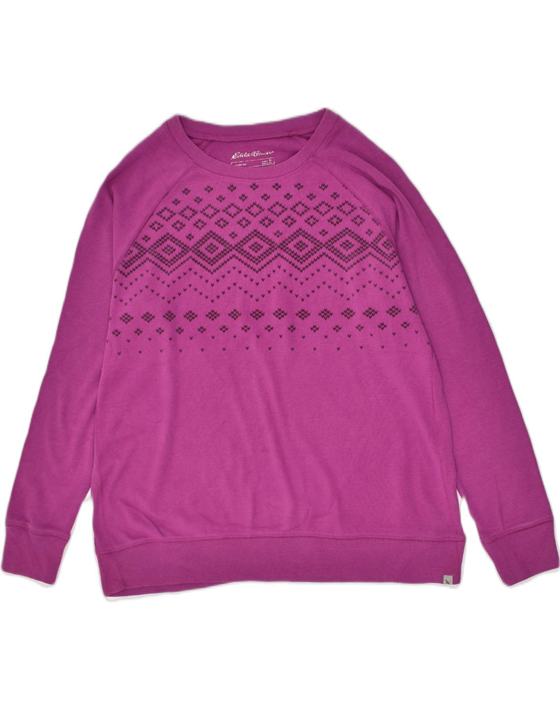 EDDIE BAUER Womens Crazy Pattern Sweatshirt Jumper UK 18 XL Pink Fair Isle | Vintage Eddie Bauer | Thrift | Second-Hand Eddie Bauer | Used Clothing | Messina Hembry 