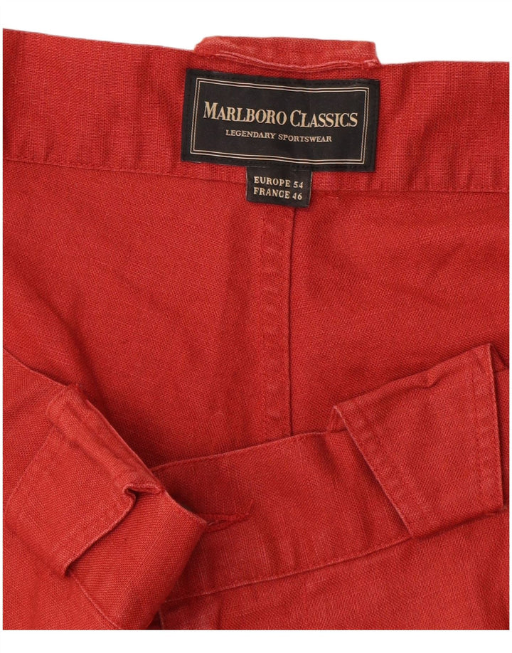 Marlboro Classics Mens Cargo Shorts EU 54 2XL W34  Red Linen