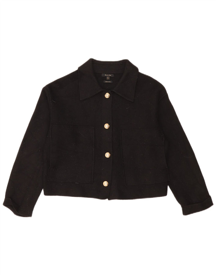 Massimo Dutti Womens Crop Oversized Bolero Jacket UK 6 XS Black