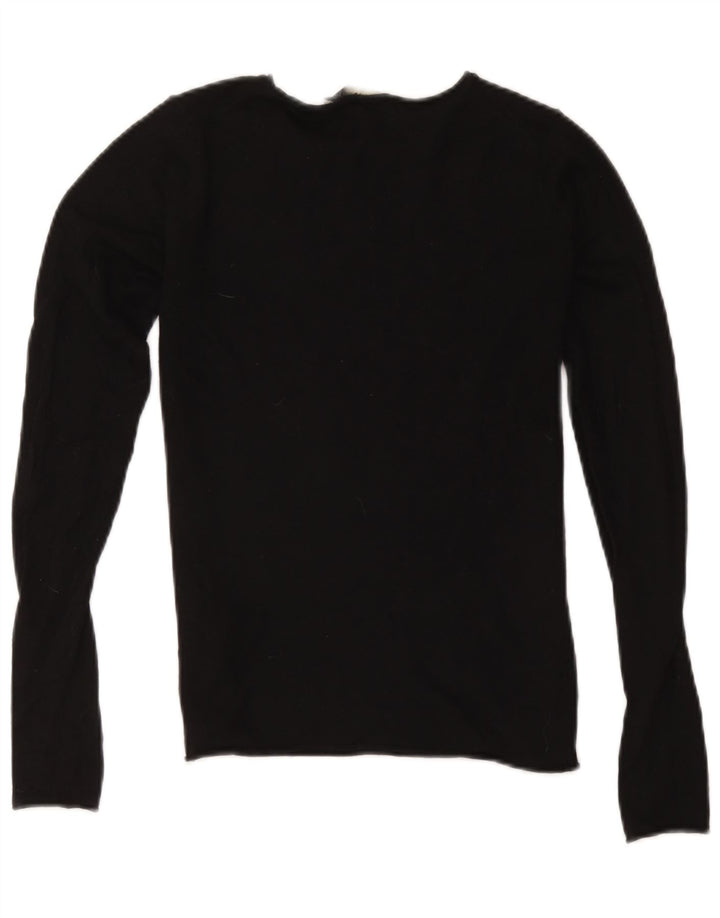 Zara Womens Top Long Sleeve UK 10 Small Black Modal