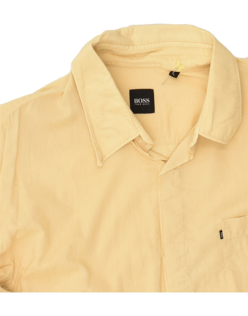 HUGO BOSS Mens Shirt Large Yellow | Vintage Hugo Boss | Thrift | Second-Hand Hugo Boss | Used Clothing | Messina Hembry 