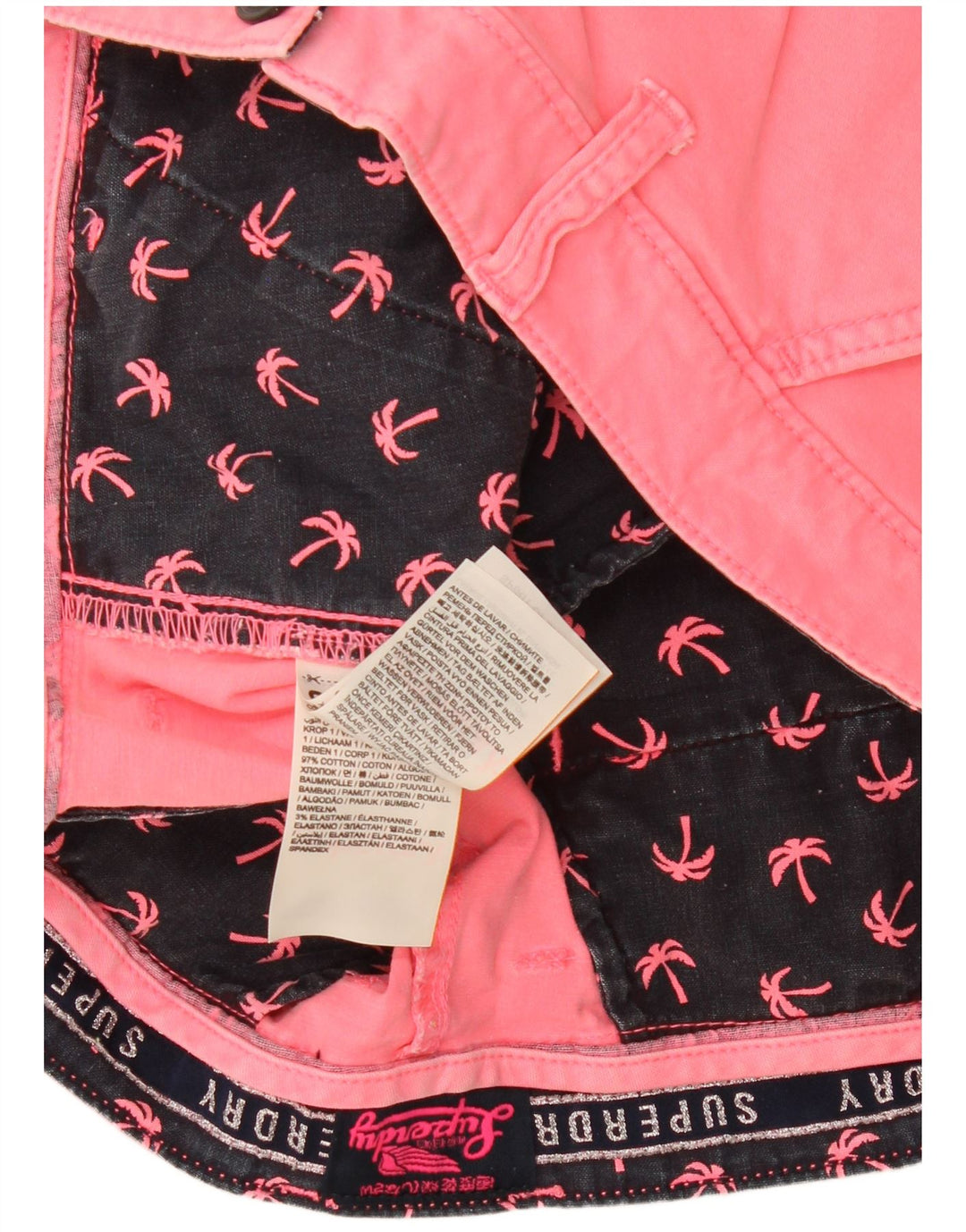 Superdry Womens Hot Pants W34 Large Pink Cotton