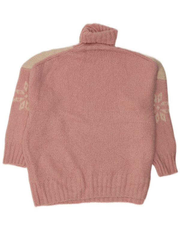 J. Crew Womens Oversized Roll Neck Jumper Sweater UK 20 2XL Pink Fair Isle