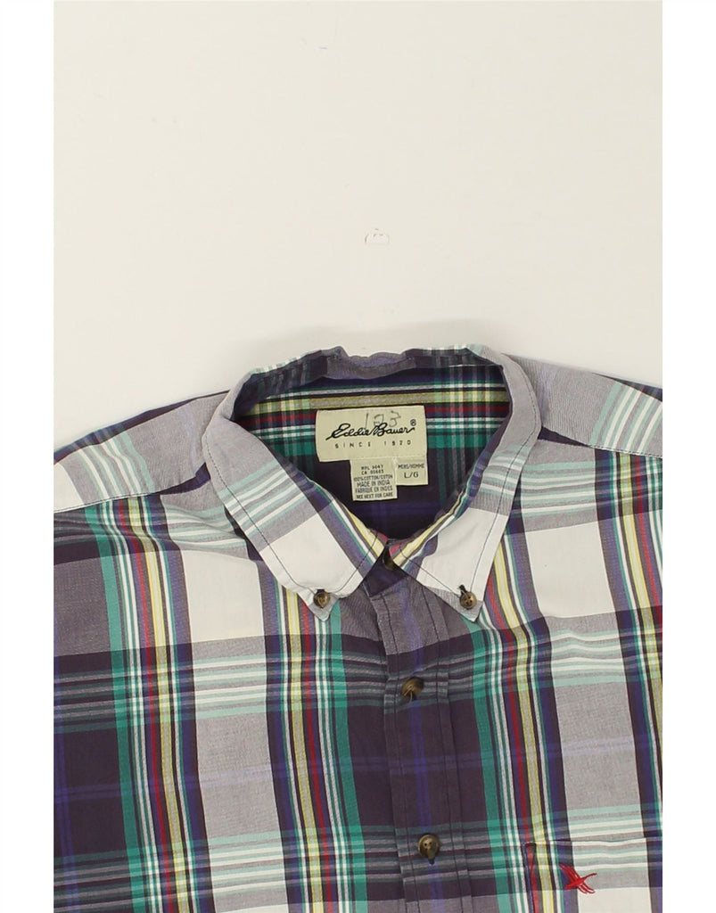 EDDIE BAUER Mens Short Sleeve Shirt Large Multicoloured Check Cotton | Vintage Eddie Bauer | Thrift | Second-Hand Eddie Bauer | Used Clothing | Messina Hembry 