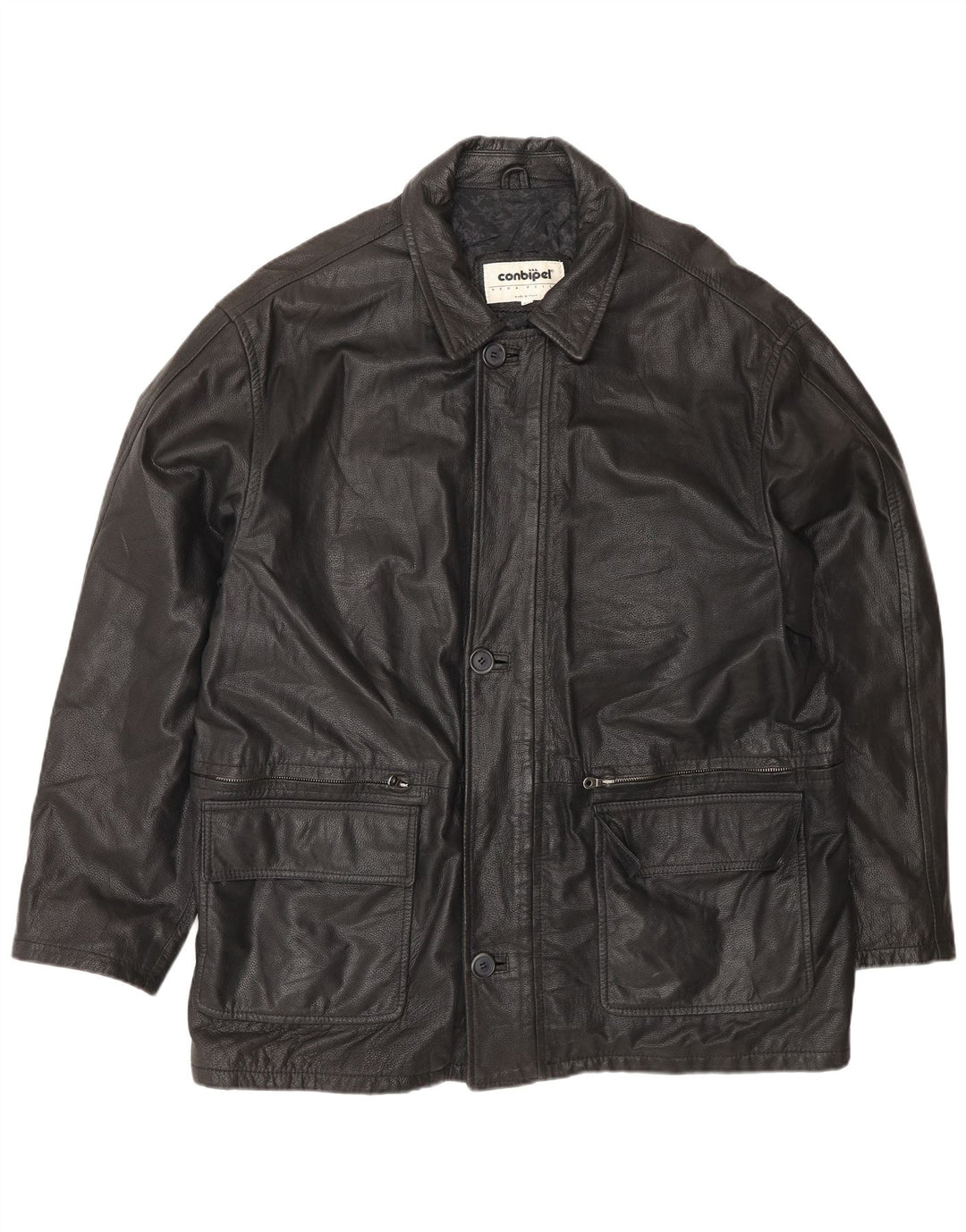 Conbipel Mens Leather Jacket IT 56 2XL Black Leather