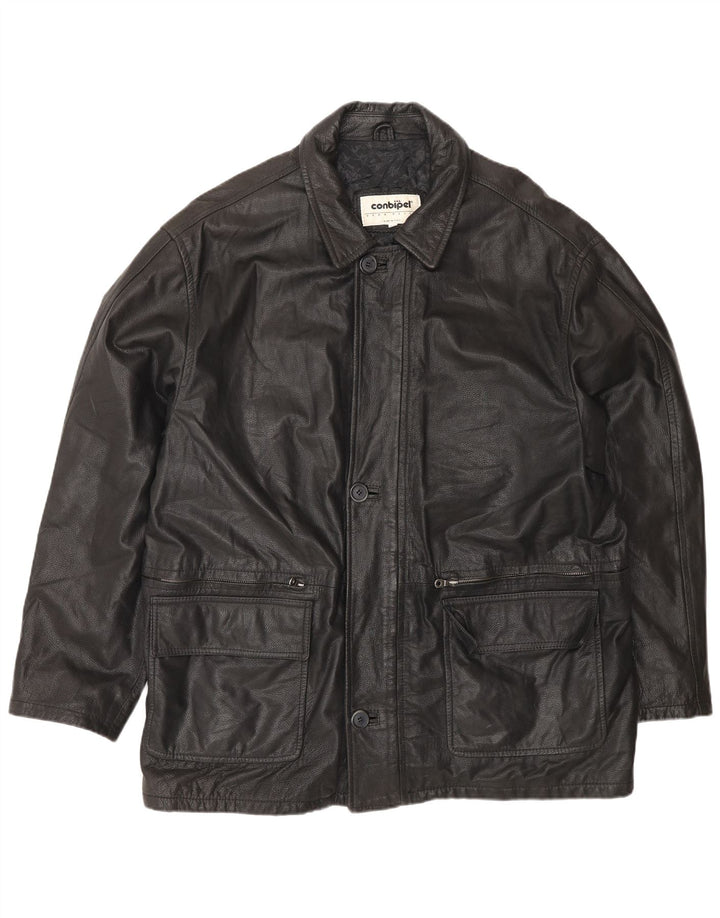 Conbipel Mens Leather Jacket IT 56 2XL Black Leather