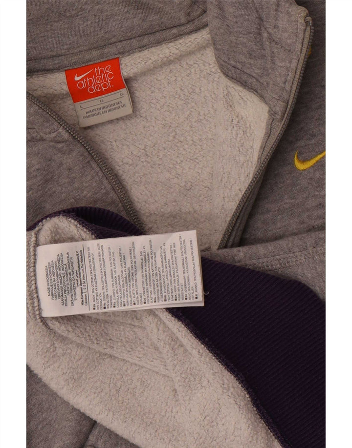 Nike Mens Zip Hoodie Sweater Large Grey Colourblock Cotton