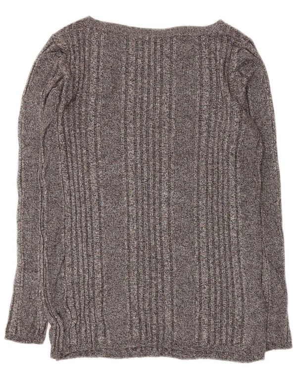 Marks & Spencer Womens Boat Neck Jumper Sweater UK 12 Medium Grey Flecked