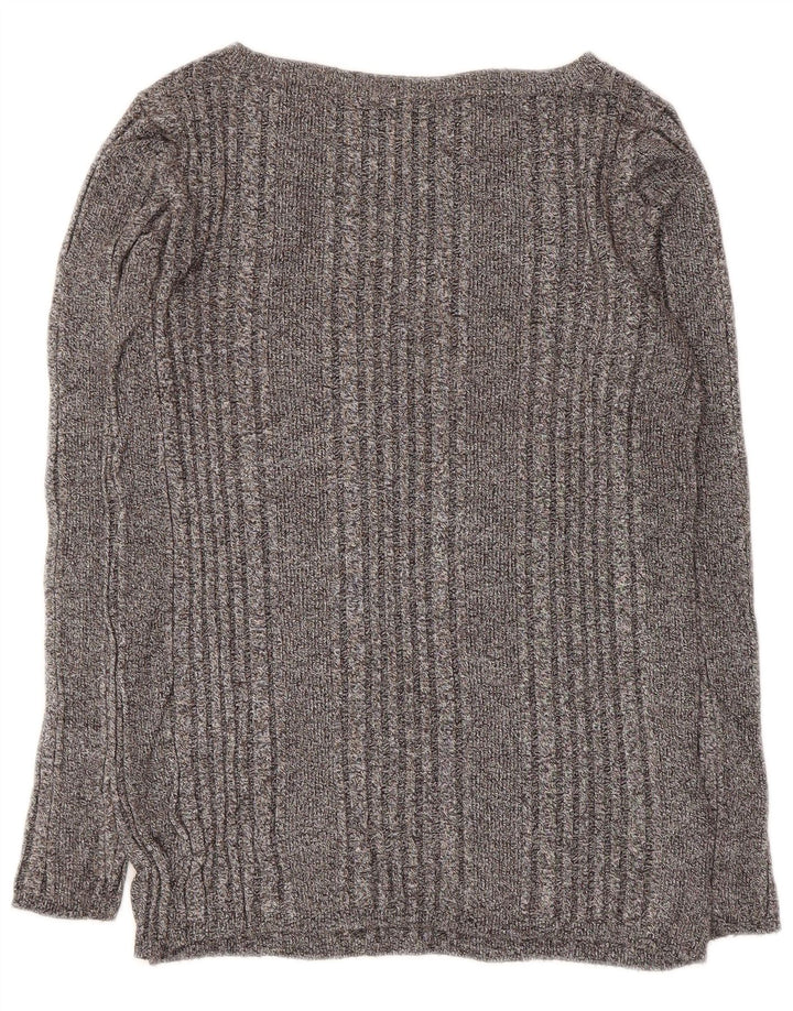 Marks & Spencer Womens Boat Neck Jumper Sweater UK 12 Medium Grey Flecked