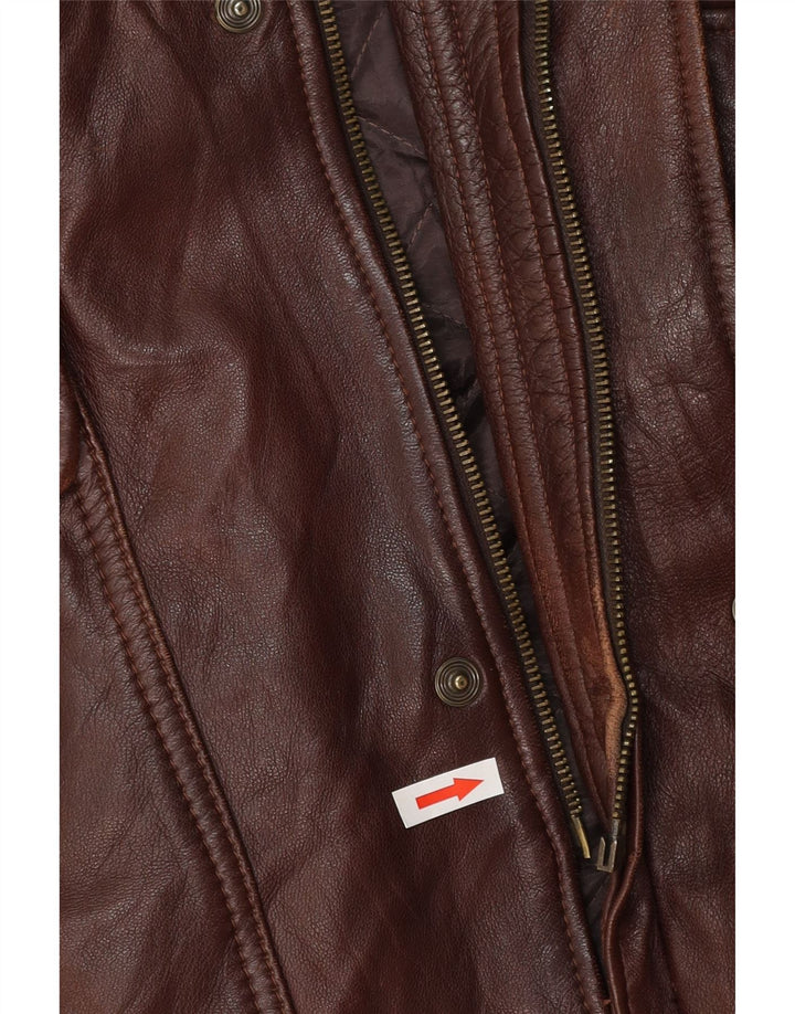 MAESTRO ARTIEIANO Mens Leather Jacket UK 44 2XL Brown Leather
