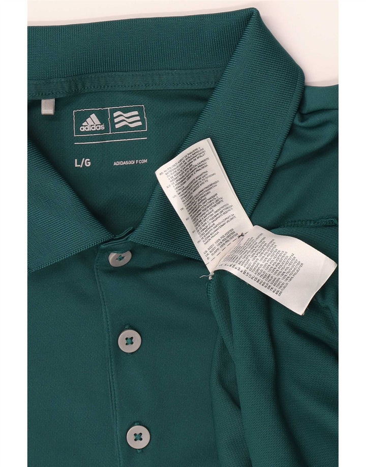 Adidas Mens Polo Shirt Large Green Polyester