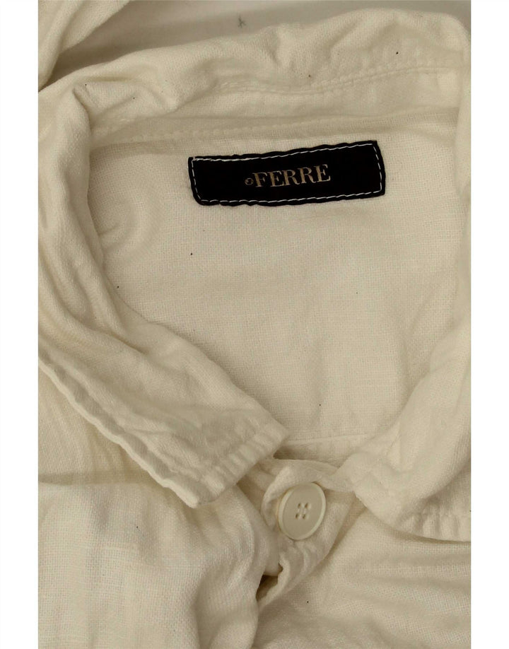 Ferre Mens Military Shirt Medium White