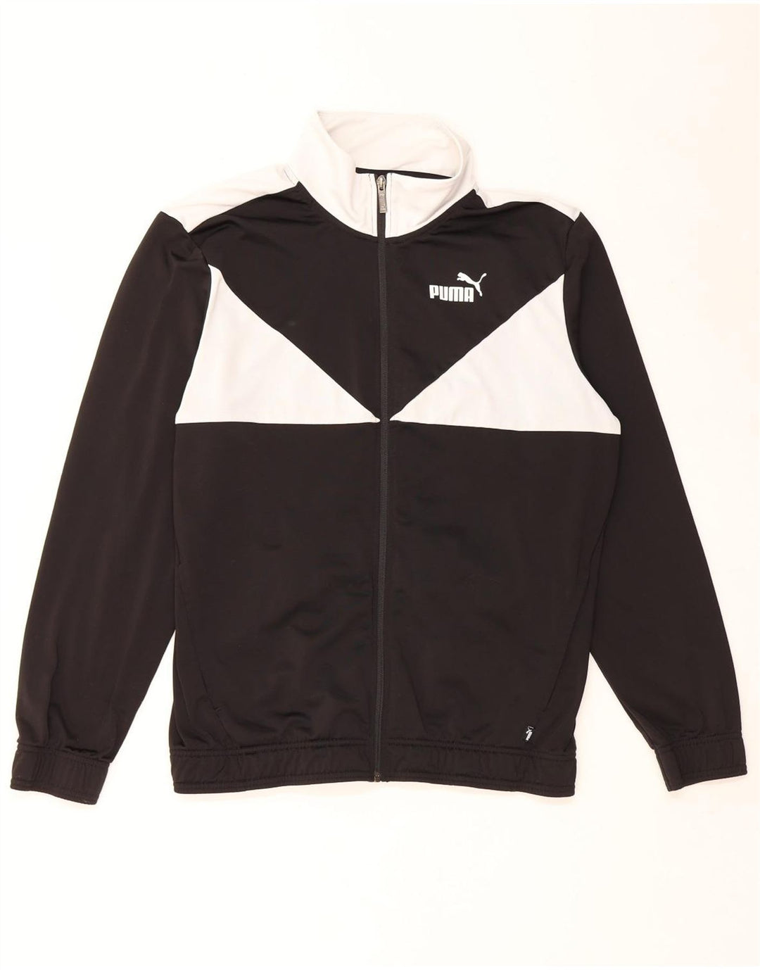 Puma Mens Tracksuit Top Jacket Large Black Colourblock Polyester