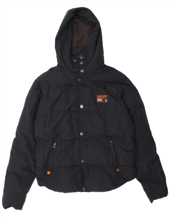 Superdry Mens Hooded Padded Jacket UK 40 Large Navy Blue Nylon