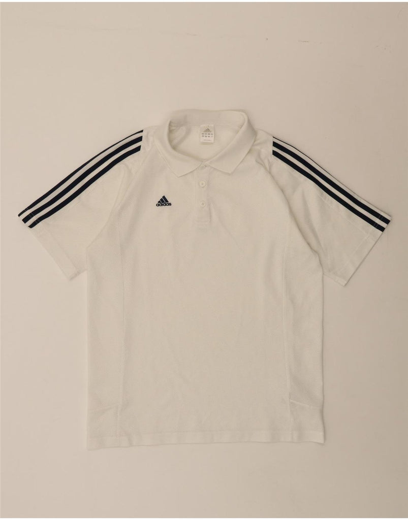 ADIDAS Mens Polo Shirt UK 38/40 Medium White Polyester Vintage Adidas and Second-Hand Adidas from Messina Hembry 