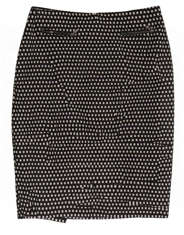 Marks & Spencer Womens Pencil Skirt UK 10 Small W30 Navy Blue Geometric