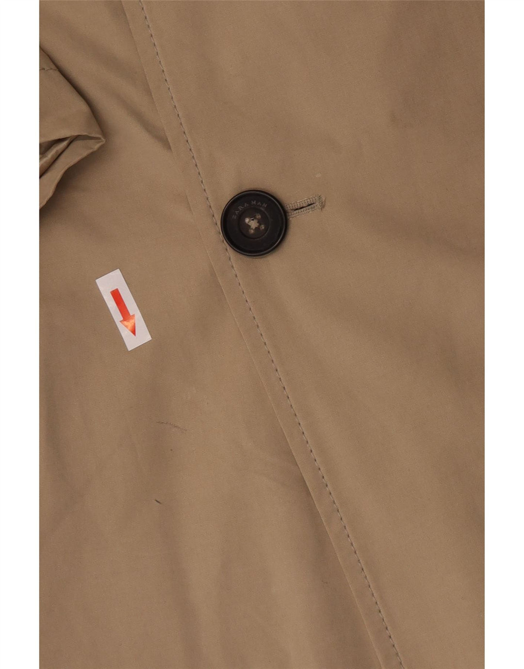 Zara Mens Trench Coat UK 38 Medium Beige Polyester