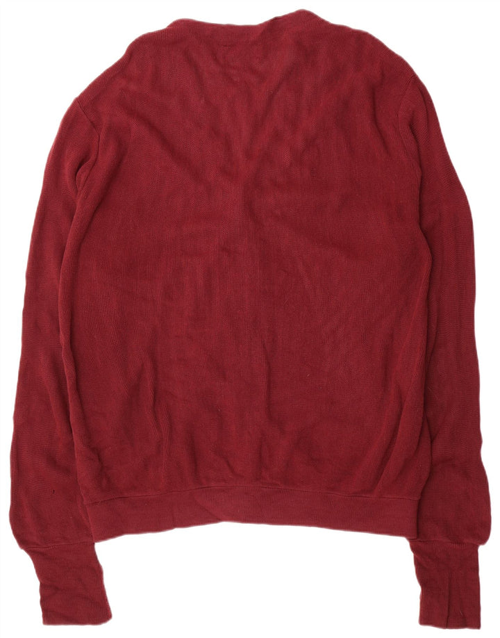 Izod Mens Cardigan Sweater XL Burgundy Acrylic