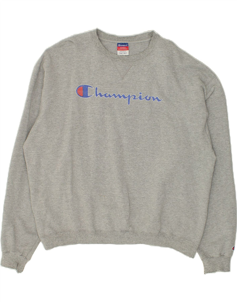CHAMPION Mens Graphic Sweatshirt Jumper XL Grey Cotton | Vintage Champion | Thrift | Second-Hand Champion | Used Clothing | Messina Hembry 