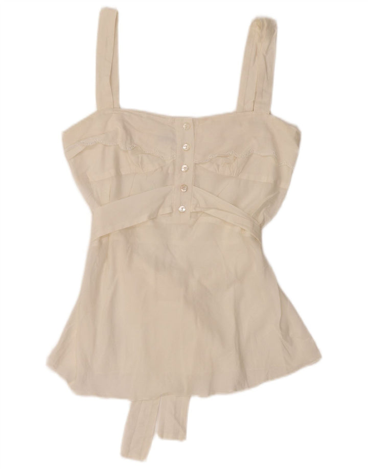 GUESS BY MARCIANO Womens Crop Sleeveless Blouse Top UK 8 Small White