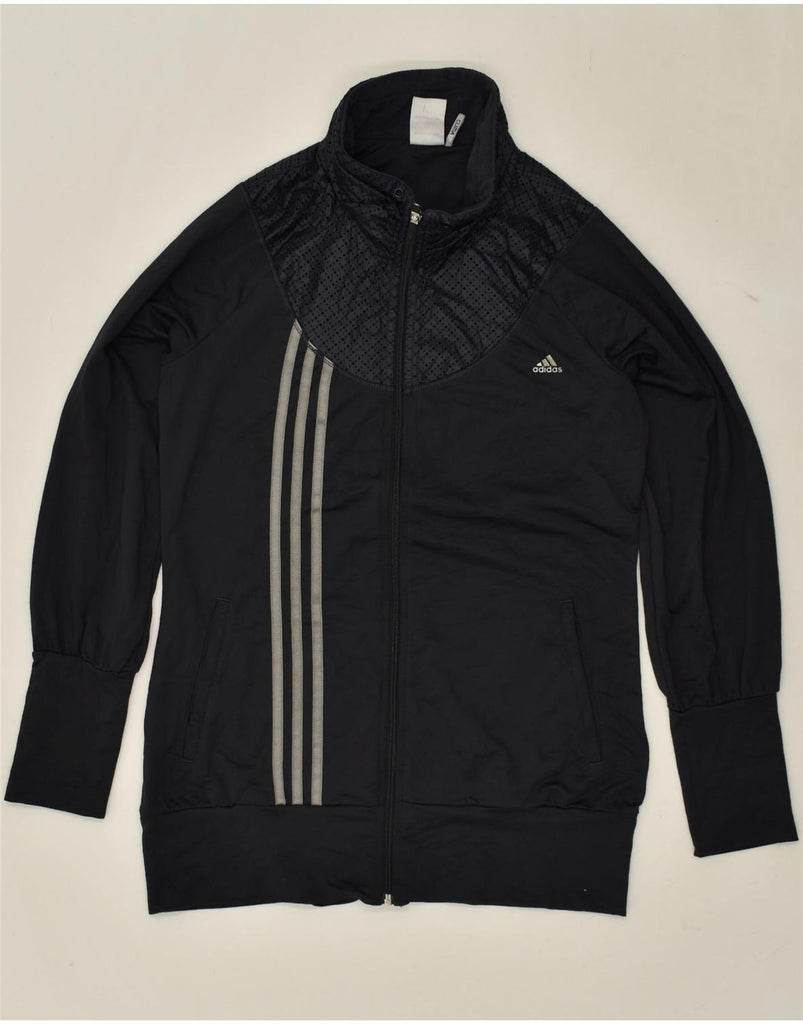 ADIDAS Womens Graphic Tracksuit Top Jacket UK 16 Large Black Polyester | Vintage Adidas | Thrift | Second-Hand Adidas | Used Clothing | Messina Hembry 