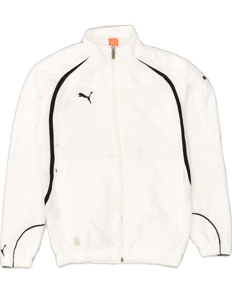 PUMA Womens Tracksuit Top Jacket UK 10 Small White Polyester | Vintage Puma | Thrift | Second-Hand Puma | Used Clothing | Messina Hembry 