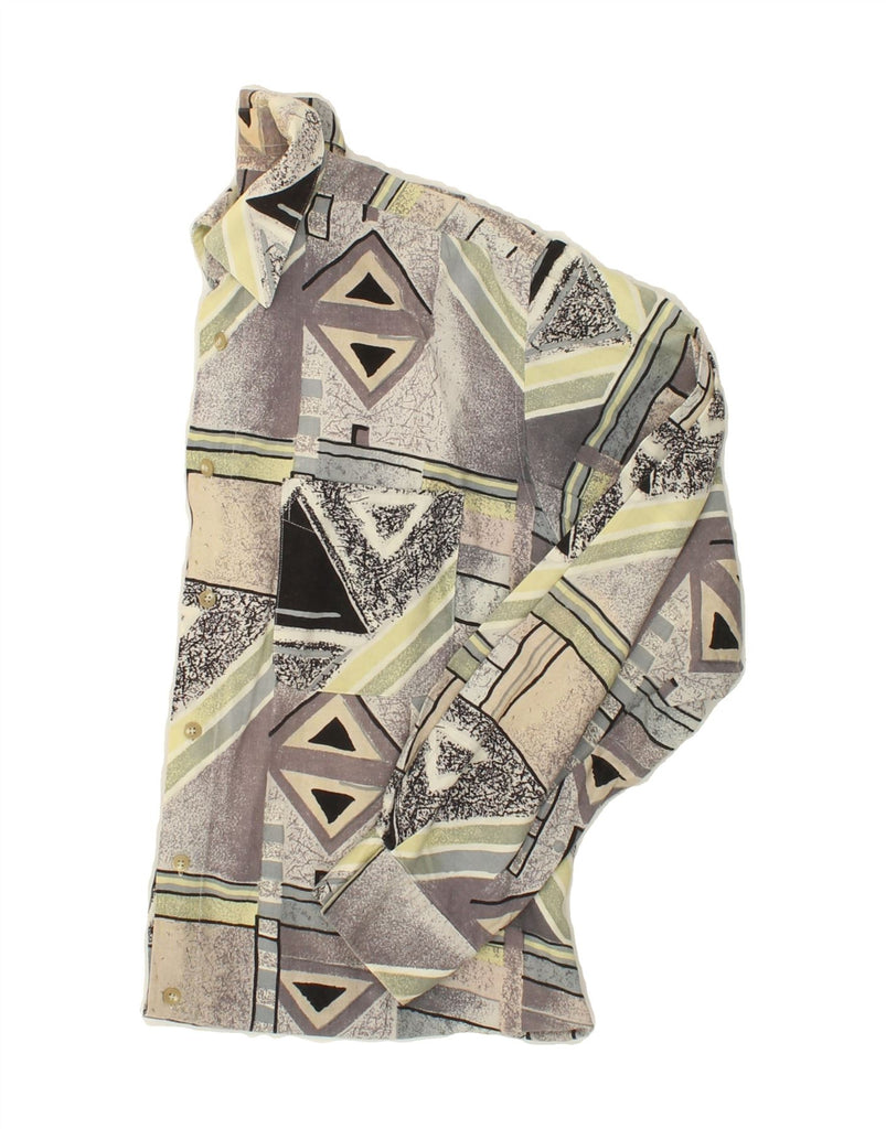 CASUALLAND Mens Shirt Large Grey Geometric Vintage Casualland and Second-Hand Casualland from Messina Hembry 