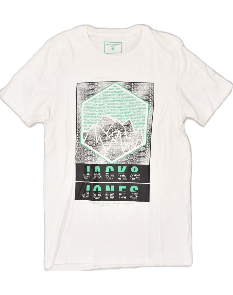 JACK & JONES Mens Graphic T-Shirt Top Large White Cotton | Vintage Jack & Jones | Thrift | Second-Hand Jack & Jones | Used Clothing | Messina Hembry 