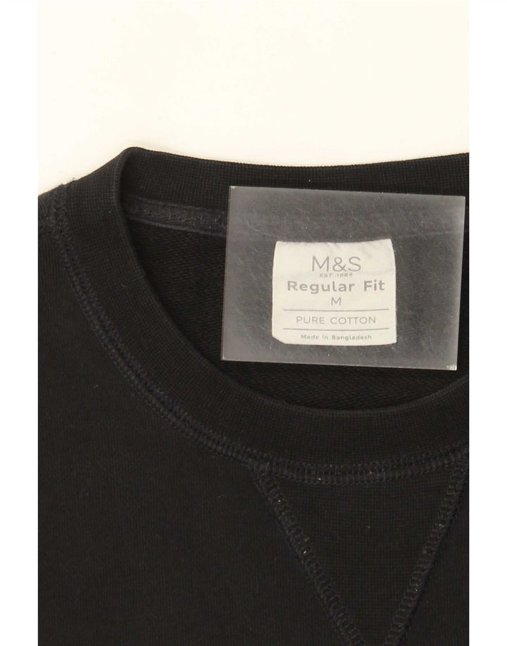 Marks & Spencer Mens Regular Fit Sweatshirt Jumper Medium Black Cotton