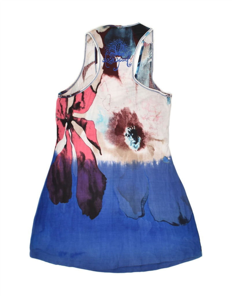 DESIGUAL Womens Sleeveless Tunic Dress UK 12 Medium Blue Floral | Vintage Desigual | Thrift | Second-Hand Desigual | Used Clothing | Messina Hembry 