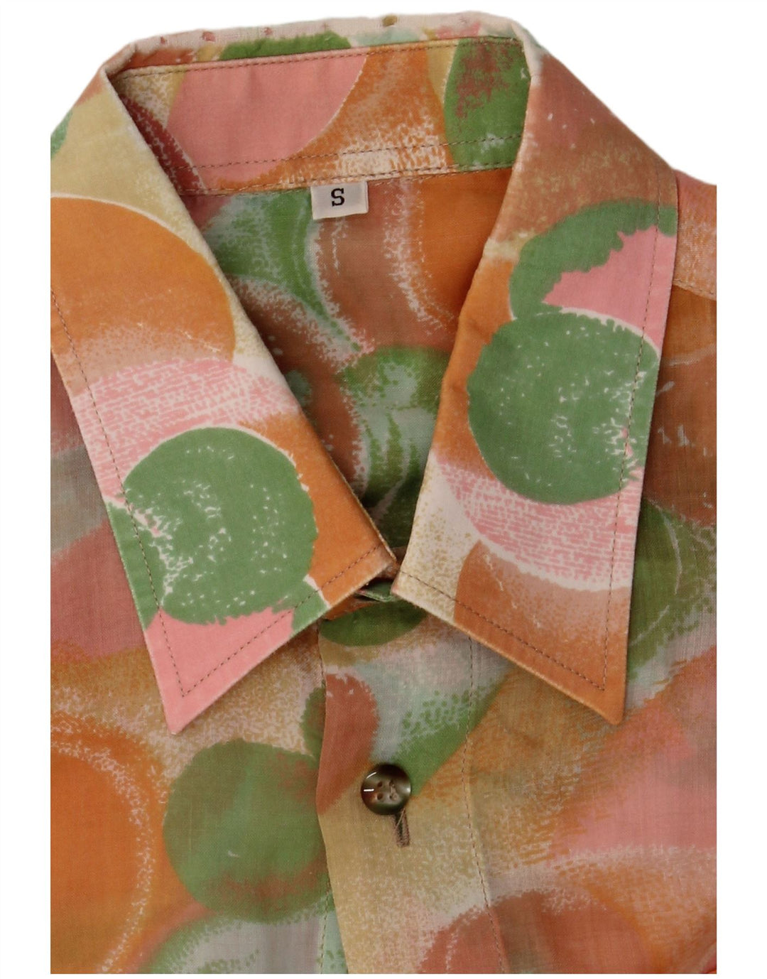 Vintage Mens Short Sleeve Shirt Small Multicoloured Geometric Viscose
