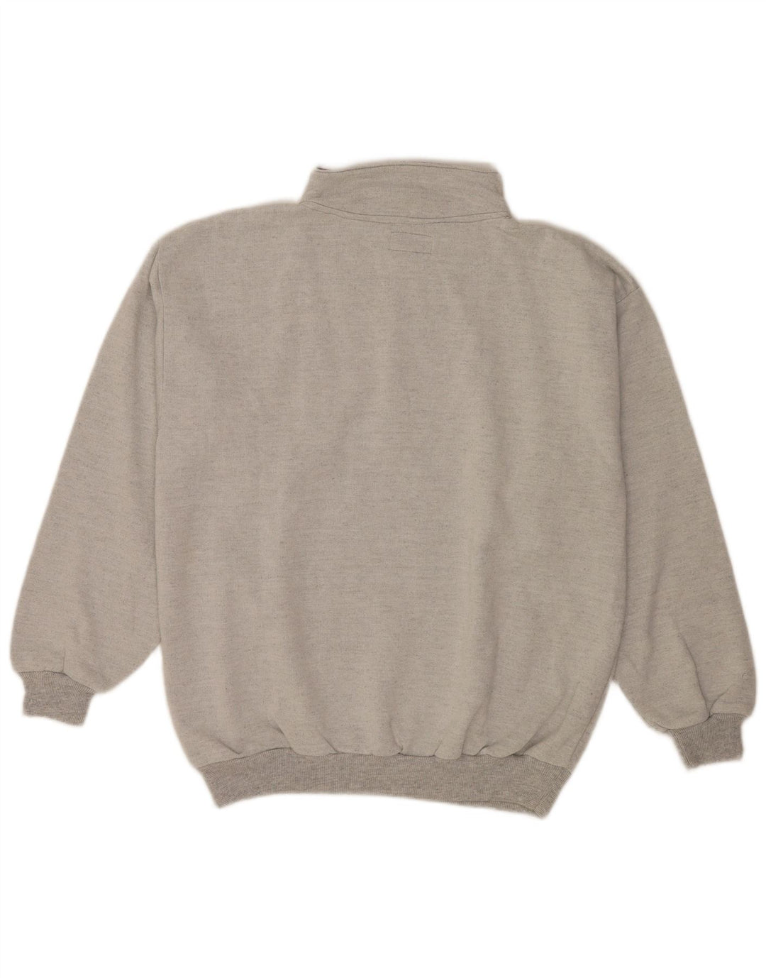 Vintage Mens Button Neck Sweatshirt Jumper XL Grey Cotton Retro