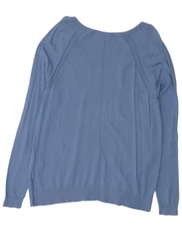 Gap Womens V-Neck Jumper Sweater UK 14 Medium Blue Cotton